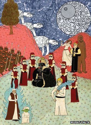 تصویرسازی جنگ ستارگان به سبک نگارگری عثمانی تصویرسازی جنگ ستارگان به سبک نگارگری عثمانی