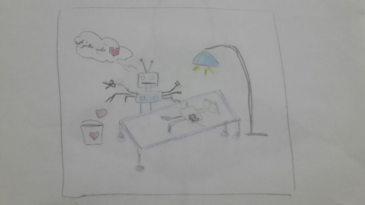 ربات در حال جراحی قلب و جایگزینی قلب بیمار با یک قلب مصنوعی. ربات در حال جراحی قلب و جایگزینی قلب بیمار با یک قلب مصنوعی.